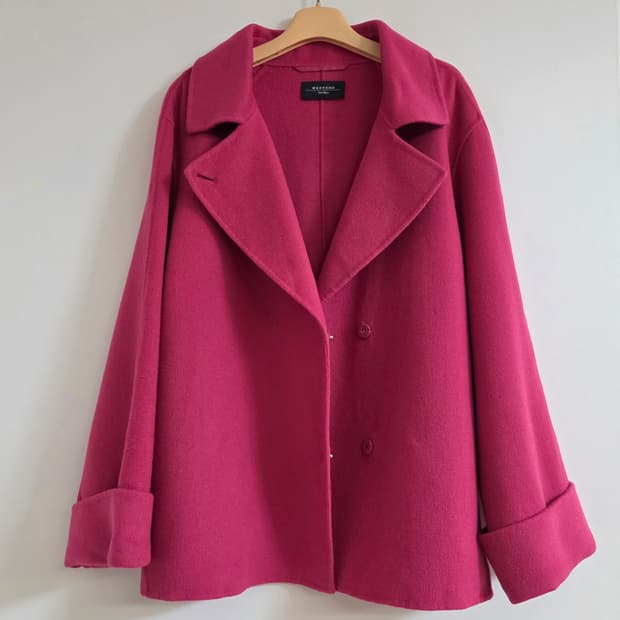 위켄드 막스마라 버진 울 혼방 A라인 루즈핏 하프 코트