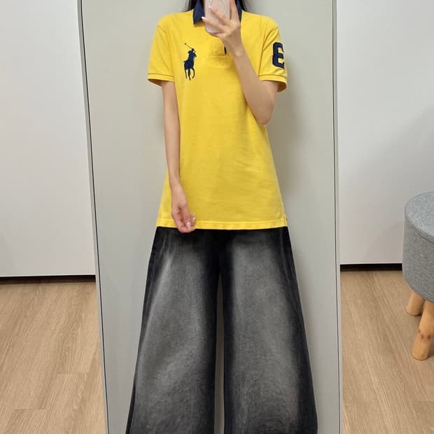 폴로 랄프로렌 빅포니 옐로우 럭비 카라 반팔 티셔츠