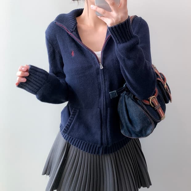 폴로 니트 집업