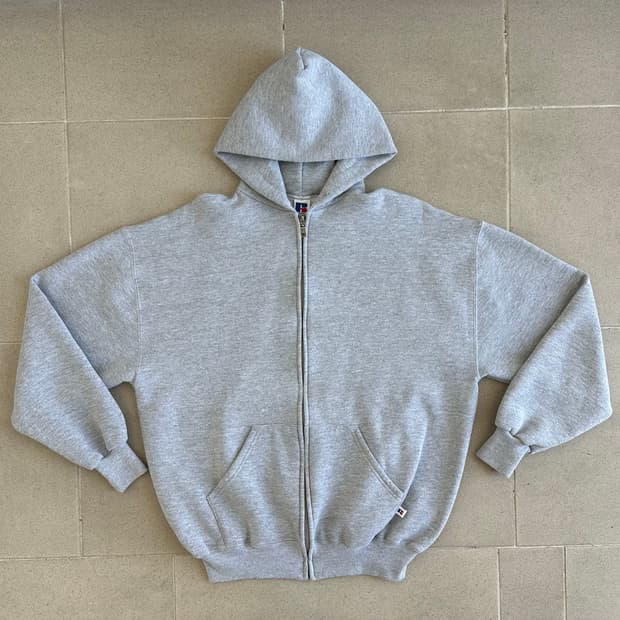 90s 빈티지 러셀 후드집업 그레이 XL