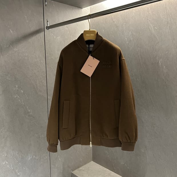 미우미우 더블 위브 벨루어 블루종 자켓