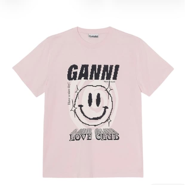 가니 ganni 러브 클럽 티셔츠 라이트 라일락