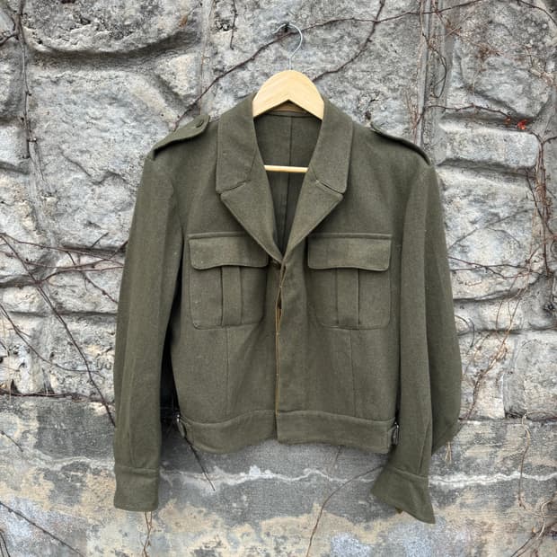 80s 이탈리아군 오리지널 아이크 배틀 드레스 울 자켓 