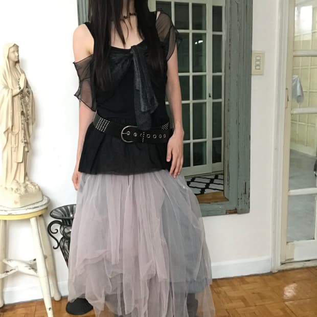 vintage sha skirt (뒷밴딩)