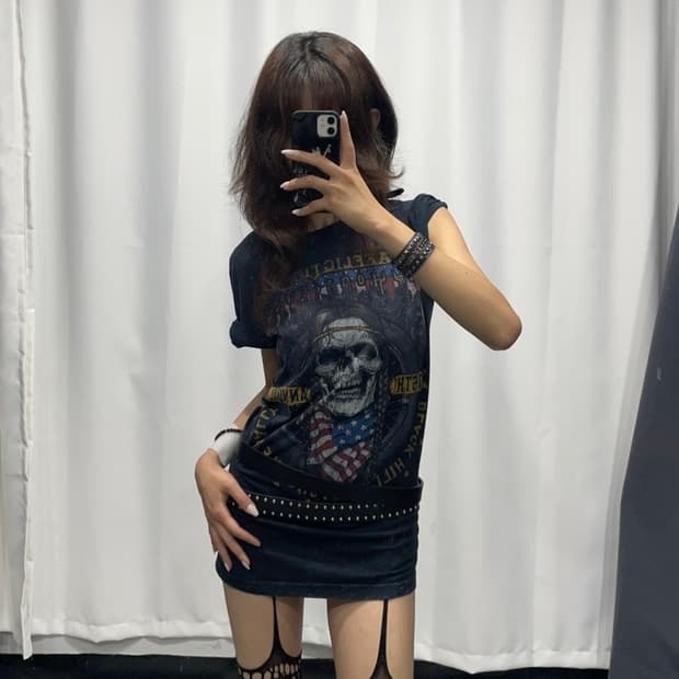 🎸블랙 스컬 프린팅 티셔츠🎸