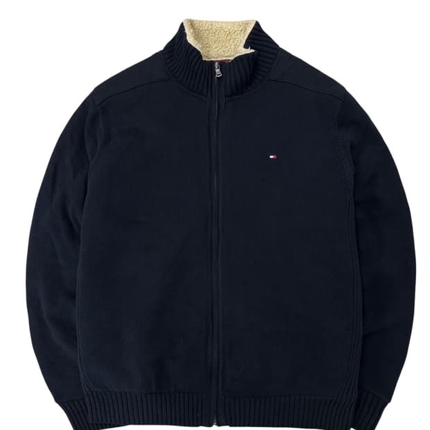 타미힐피거 플리스 니트집업 블랙 (L) 