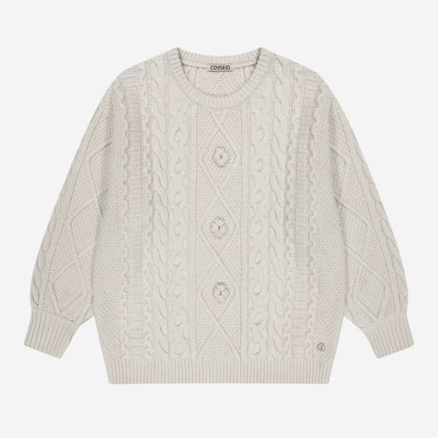 코이세이오 폼폼 케이블 니트 아이보리