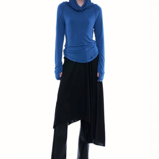 파르티멘토 우먼 저지 어시매트릭 롱 스커트 블랙 S / 보헤미안서울 보헴