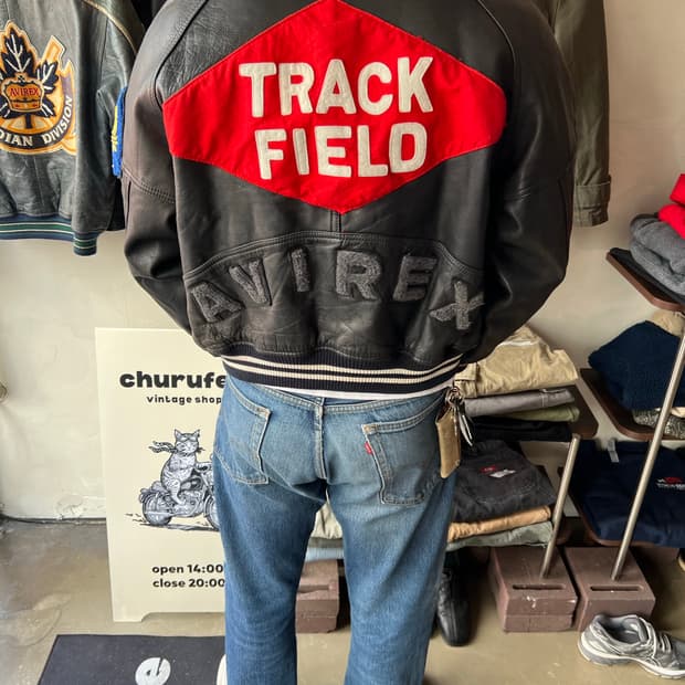 90s Avirex 아비렉스 트랙필드 레더 바시티 자켓