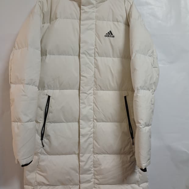 (M,95)아디다스 남녀공용 푸피 롱 다운패딩 화이트