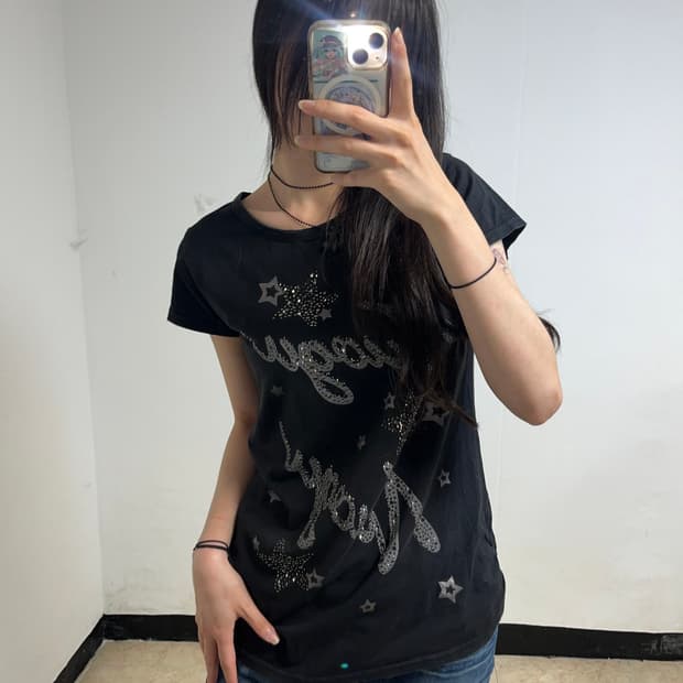 Y2K star printing grunge tee