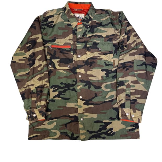 빈티지 90s 올드 스투시 아웃도어 카모 밀리터리 셔츠 자켓 M