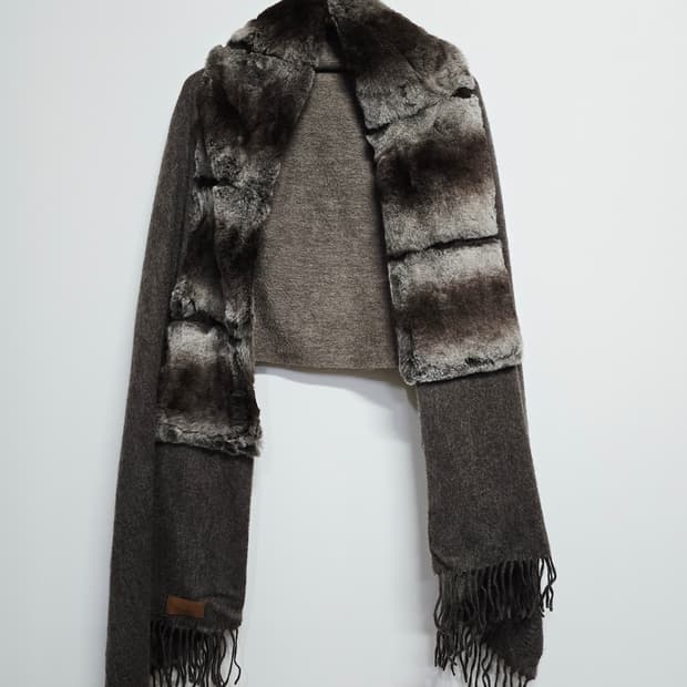 루이까또즈 브라운 렉스퍼 머플러 넥워머 숄'