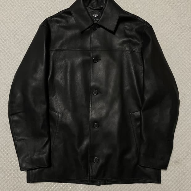 [S] ZARA 자라 웨스턴 무드 램스킨 양가죽 레더 카 코트