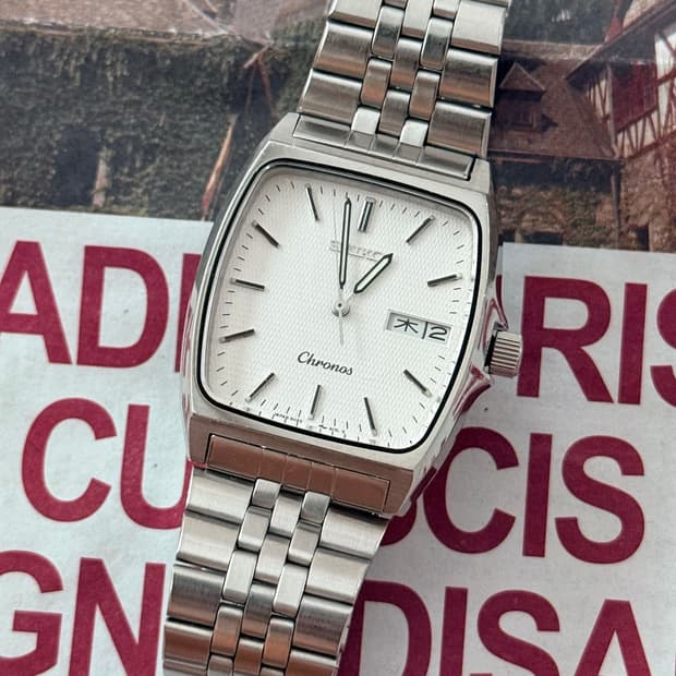 Seiko 세이코 쿼츠 Chronos 스퀘어 Day-Date 1981