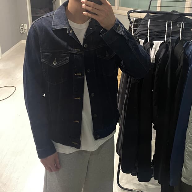 유니클로 데님 트러커 자켓 인디고 XL