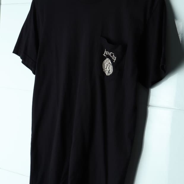 (M-L) 브랜드빈티지 반팔 티셔츠 USA 블랙 원포켓 맥주-H33323