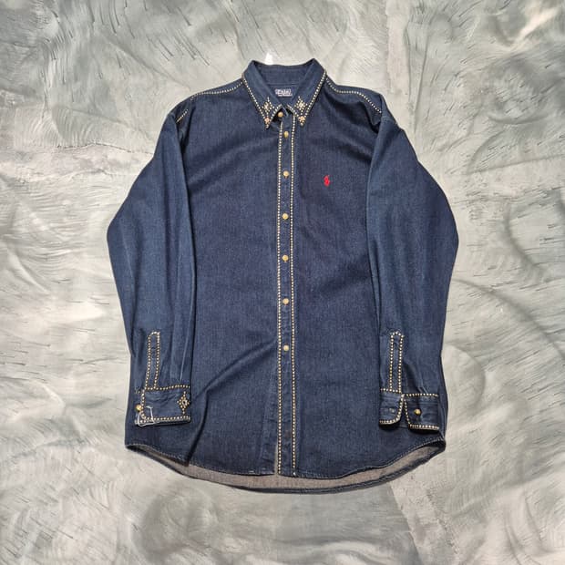 폴로랄프로렌 스터드 큐빅 데님 청 셔츠 105