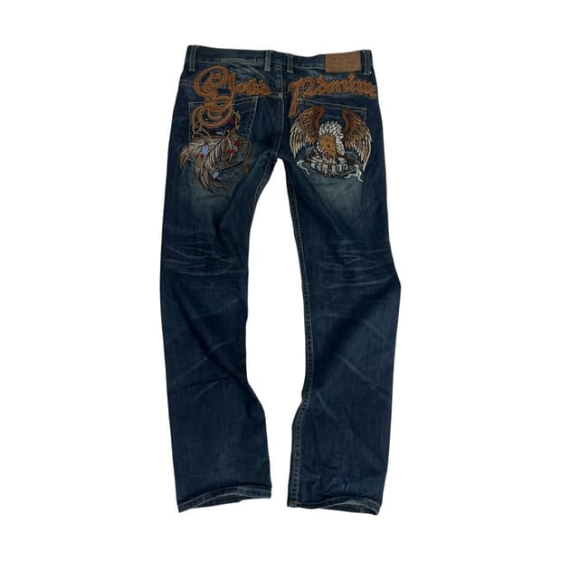 [CLOUD72] 클라우드 자수 디테일 워싱 데님팬츠