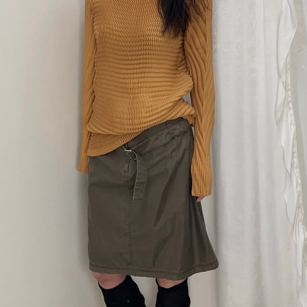 zucca 벨트 밀리터리 미디스커트