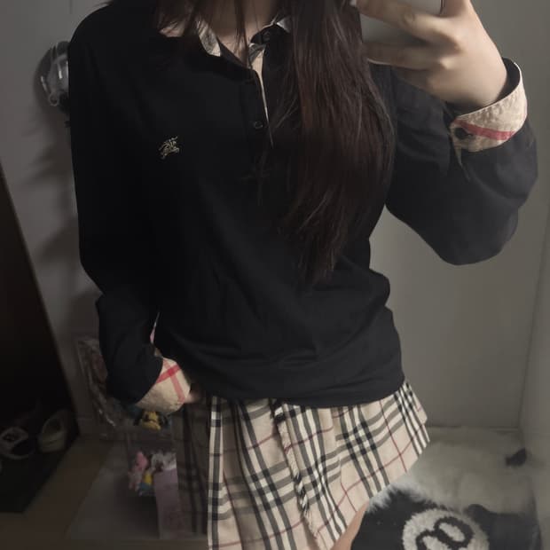 버버리 블랙 노바체크 롱슬리브
