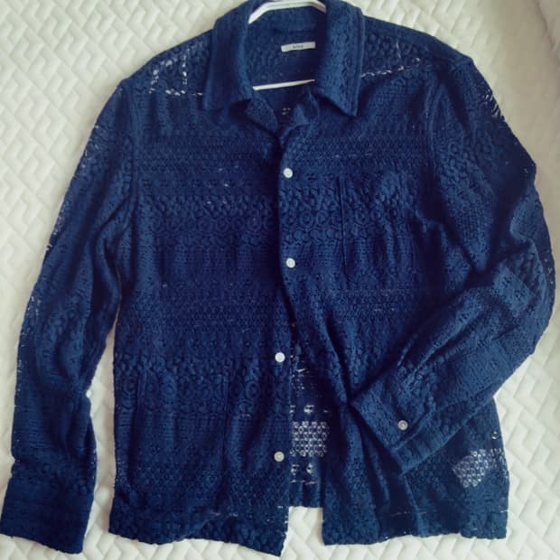 Bode crochet shirt 보디 크로쉐 셔츠 가디건 자켓 네이비