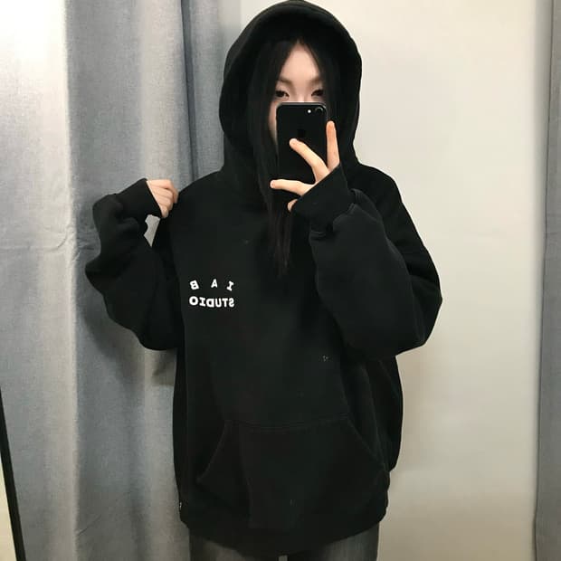 [정품]IAB 스튜디오 아치 레터링 후드티 블랙