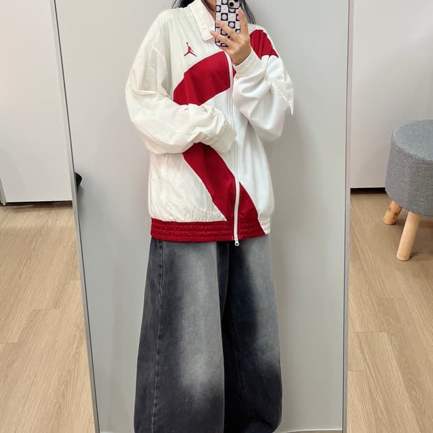 나이키 조던 윙스 다이아몬드 화이트 레드 바람막이 자켓