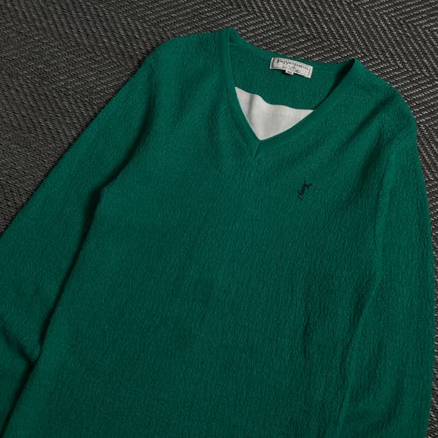 90s 입생로랑 아카이브 YSL 자수로고 미니멀 니트y 4277