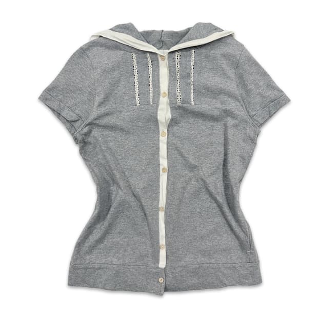 빈티지 그레이 모리 반팔 후드티