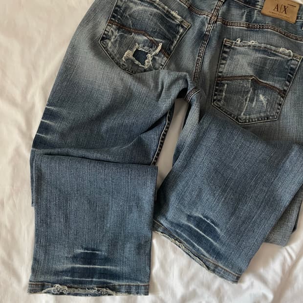 빈티지 y2k 아르마니 데미지 워싱 데님팬츠