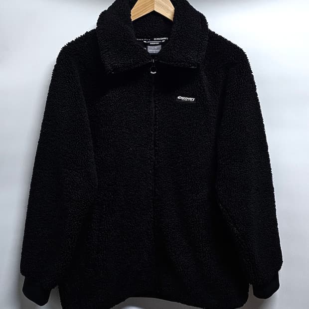 디스커버리 검정색 뽀글이 플리스 집업 95