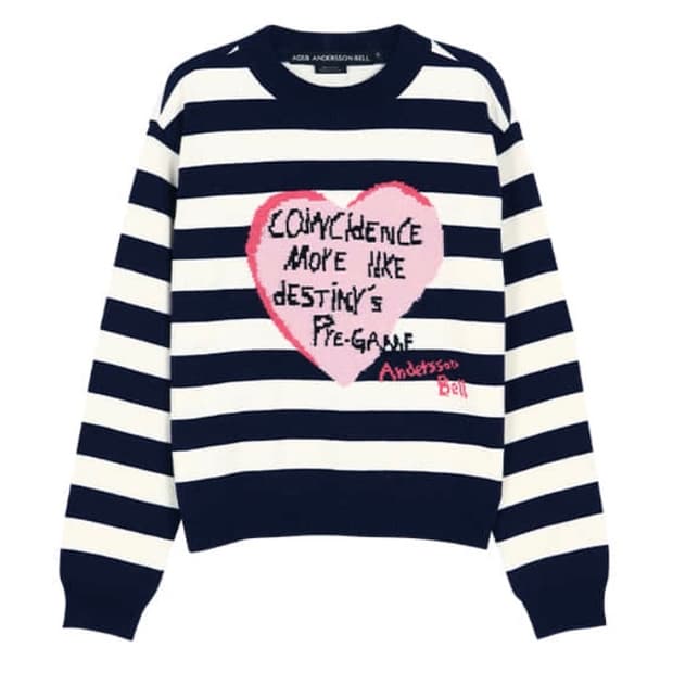 엔더슨벨 하트 메시지 크루넥 스웨터