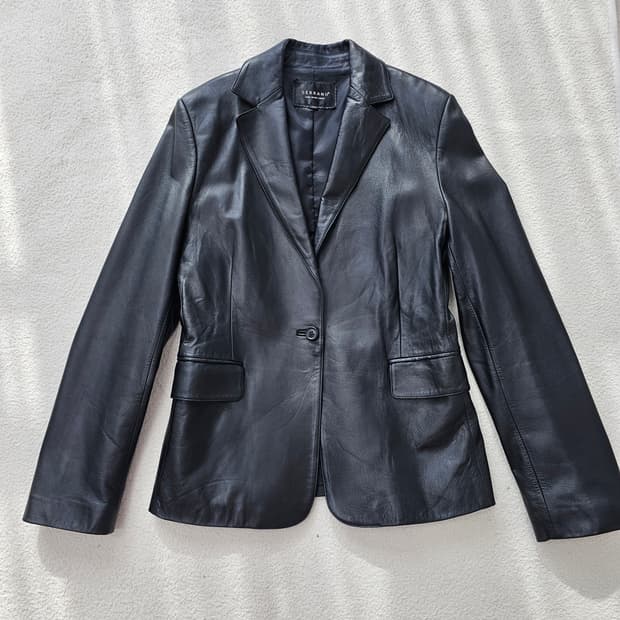 77 여성 양가죽 원버튼 블레이저 가죽자켓