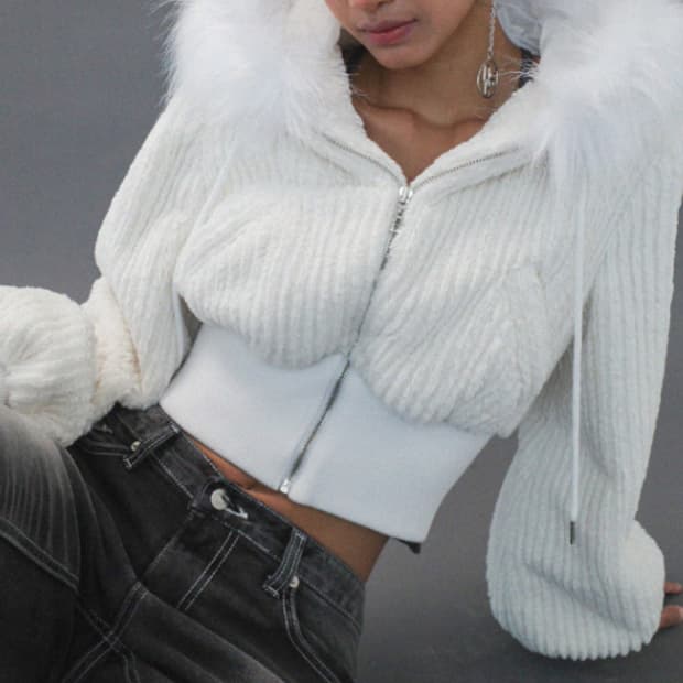 드라이로즈 스노우 플레이크 후드집업