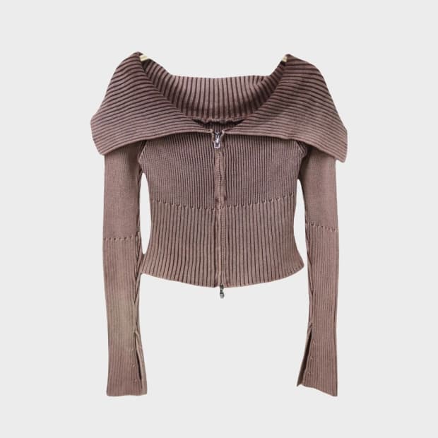 오프숄더 크롭 니트 66471