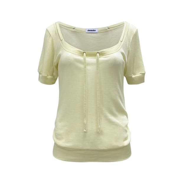 (구함) 체메씨 LOW-NECK STRAP TOP (YELLOW)
