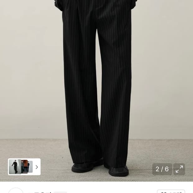 (새상품)(M) 드로우핏 투 턱 와이드 핀 스트라이프 슬랙스 BLAC