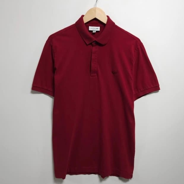 100~105 LACOSTE 라코스테 파리 폴로 반팔 티셔츠 워시드 버건