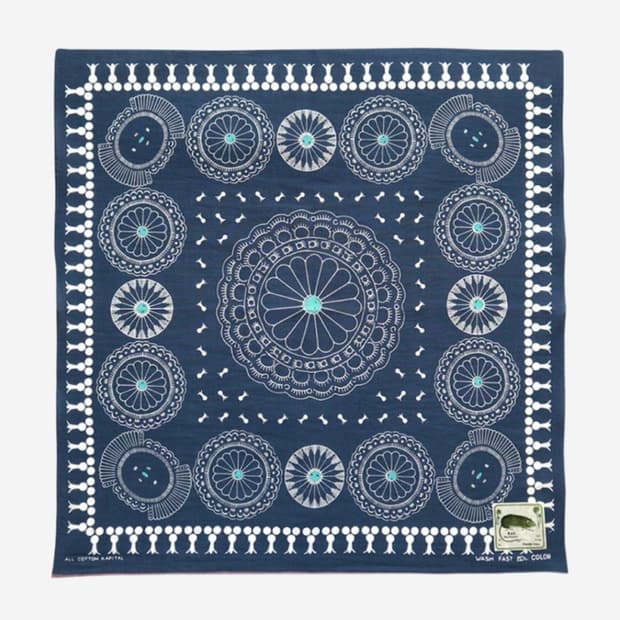 캐피탈 셀비지 반다나 콘초 벨트 프린트 스카프 네이비 kapital