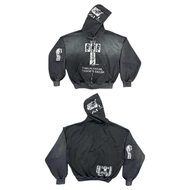Washed Relic Patch Zip Hoodie