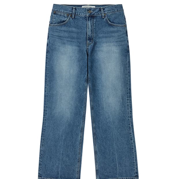 (L) 애프터 프레이 라인 워시드 플레어 데님 진스
