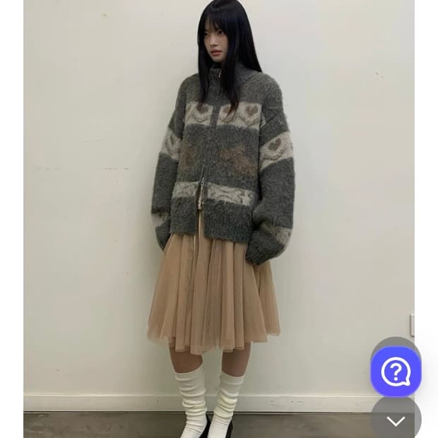 올드런드리 자카드 니트집업