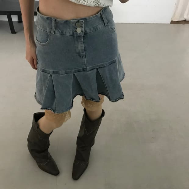 vintage denim frill skirt