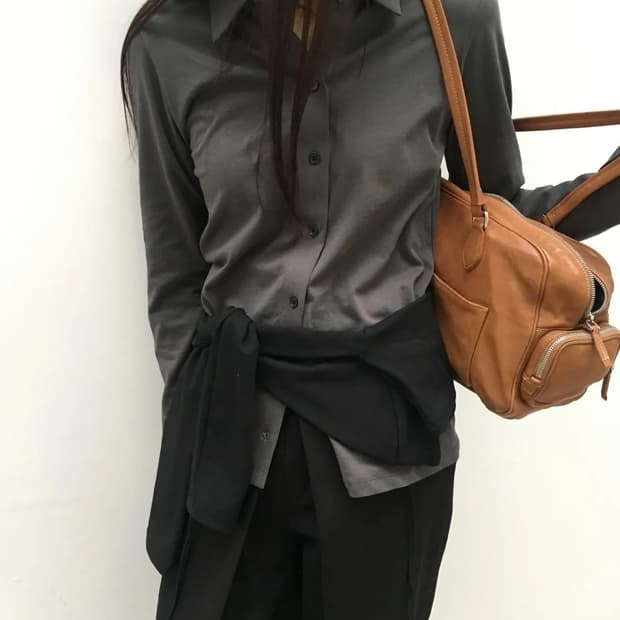 브리드 싱글코튼셔츠 차콜