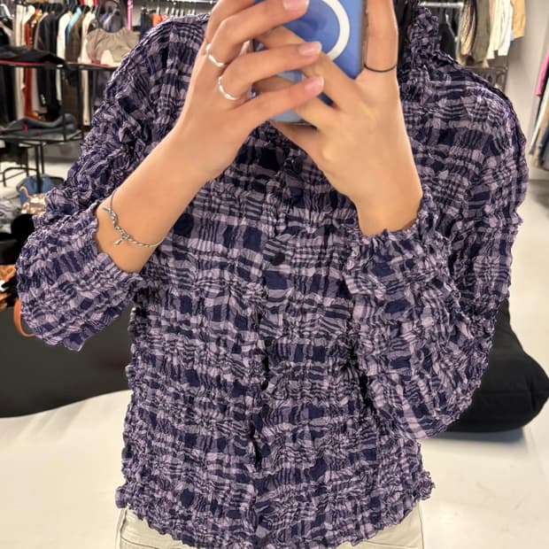 ISSEY MIYAKE me crinkle check shirt 