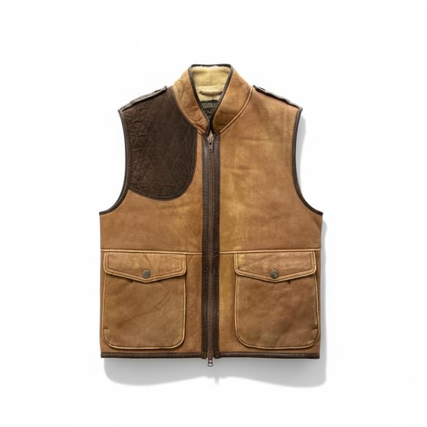 Made in USA 양가죽 양털 헌팅 무스탕 베스트 XL