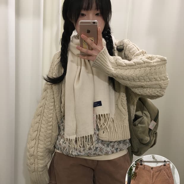 peach corduroy half pants