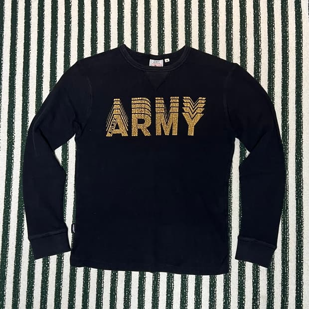 Avirex Black Waffle Knit Long Sleeve 