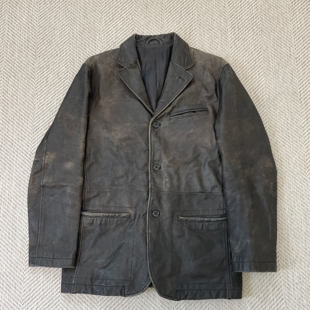 빈티지 양가죽 레더 테일러드 자켓 